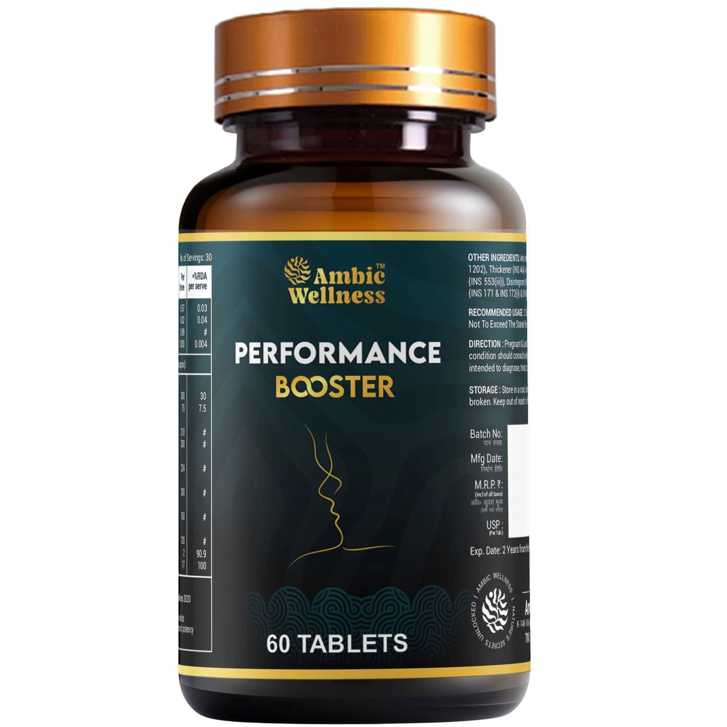 Ambic Wellness Alpha Maxx Performance Booster Tablets | Shilajit, Ashwagandha & Swarna Bhasma | Strength, Stamina & Energy | 60 Tablets