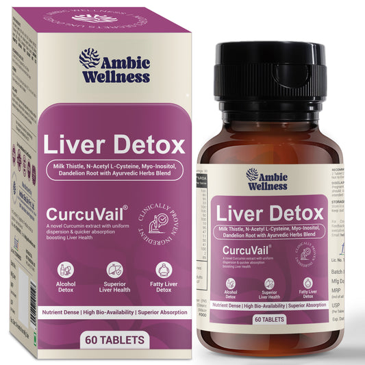 Ambic Wellness Liver Detox Supplement I Milk Thistle Tablet for Fatty Liver Detox I Clinically Researched Curcuvail acts as Liver Cleanser