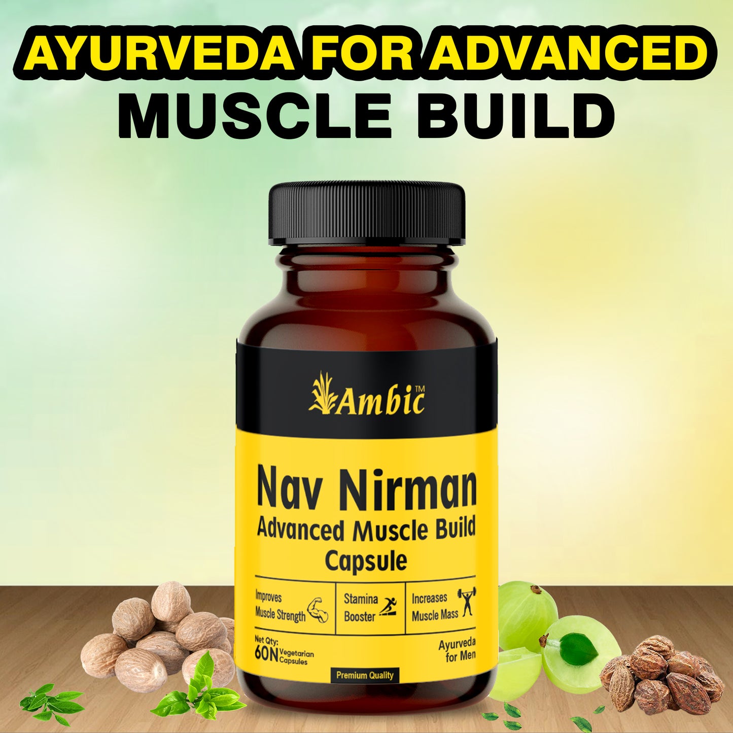 Nav Nirman Advanced Muscle Build Capsule for Natural Muscle Gain | Ayurvedic Weight Gain Capsules