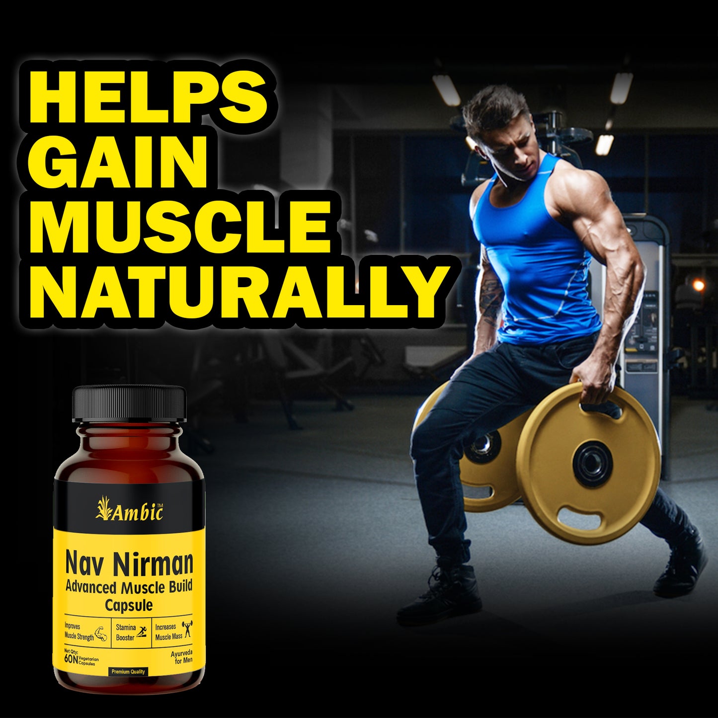 Nav Nirman Advanced Muscle Build Capsule for Natural Muscle Gain | Ayurvedic Weight Gain Capsules