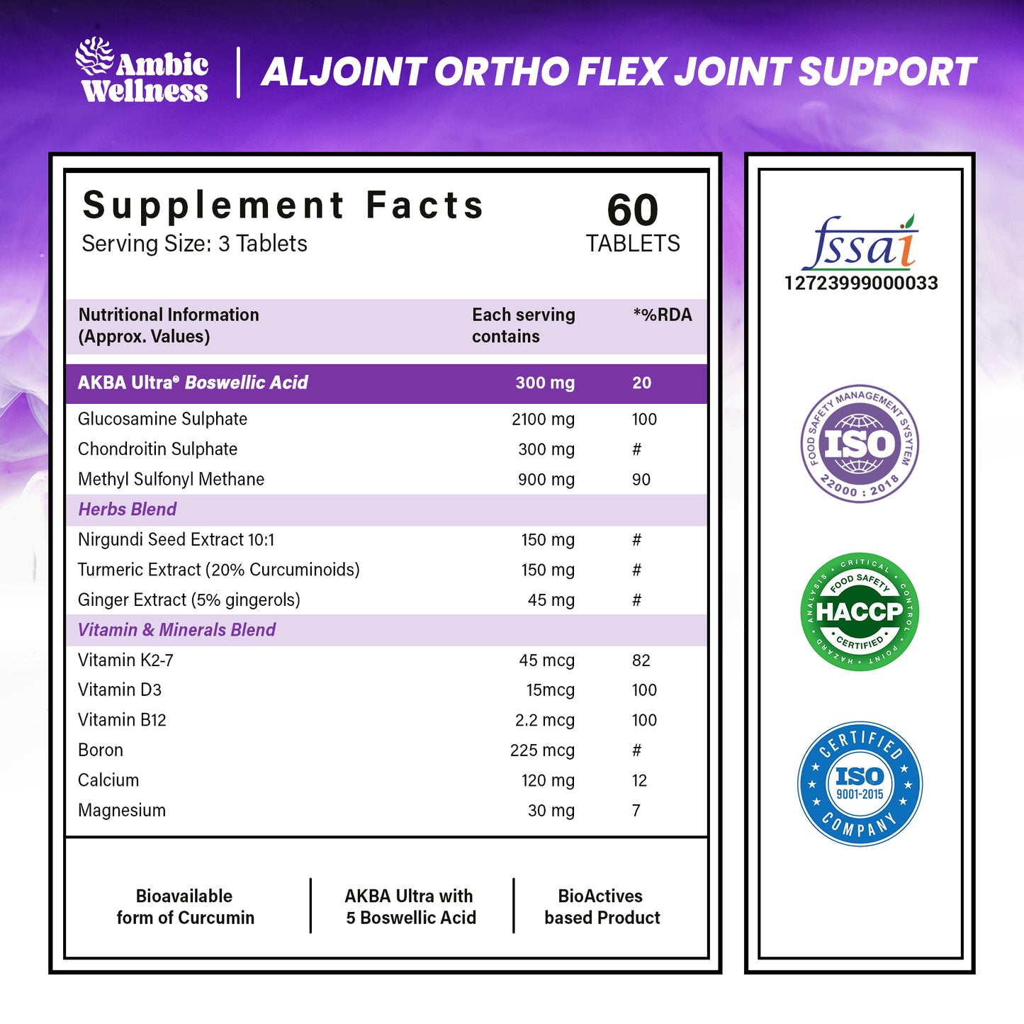 Ambic Wellness Aljoint Ortho Flex Joint Support Supplement Tablet