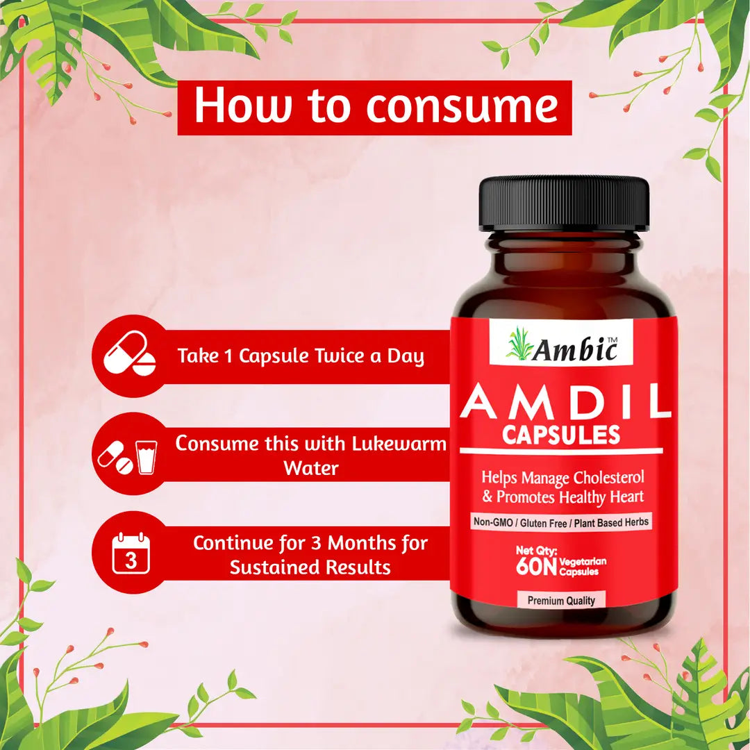 AMDIL Capsule For Healthy Heart|Lowers Bad Cholesterol(Pack of 1)