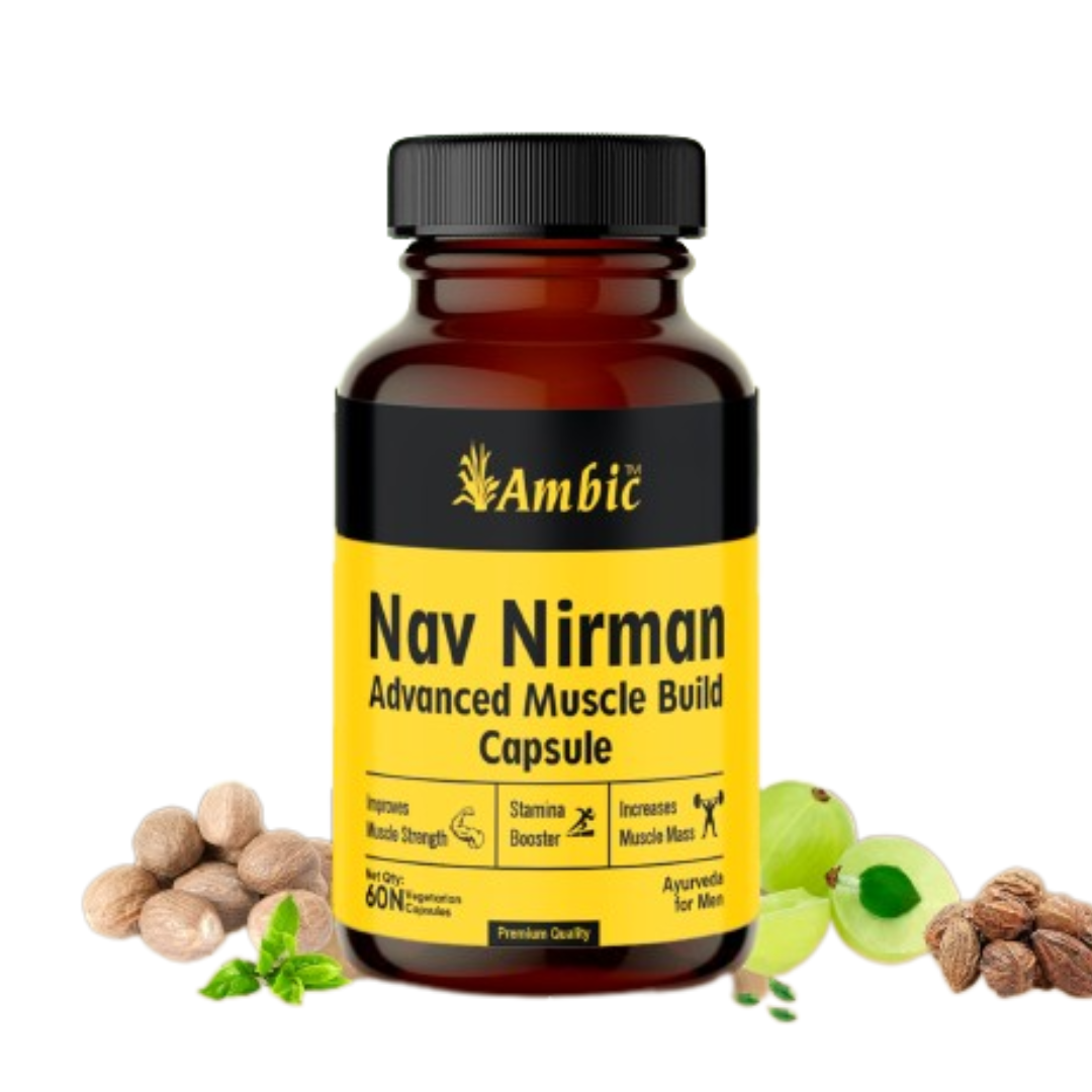 Nav Nirman Advanced Muscle Build Capsule for Natural Muscle Gain | Ayurvedic Weight Gain Capsules